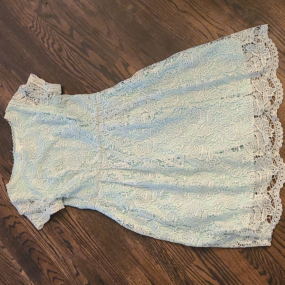 Mint Green Lace Backless Dress